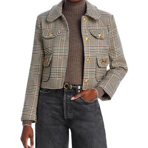 Avec Les Filles Plaid Blazer with Gold Buttons